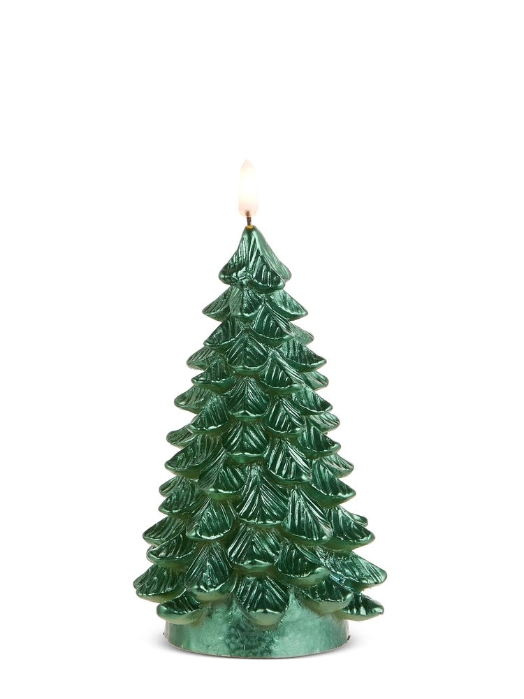6.5" Metallic Green Tree Candle