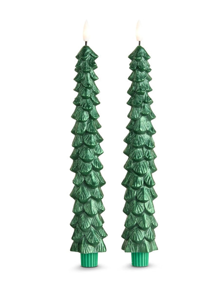 10.5" Metallic Green Tree Taper Candles
