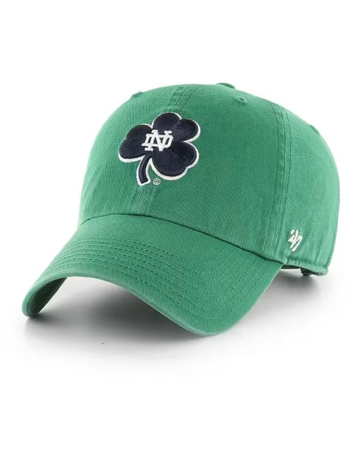 Notre Dame Logo Shamrock Clean Up Baseball Cap