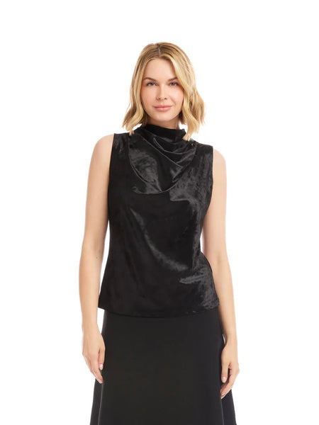 {Kare Kane} Crushed Velvet Drape Front Top