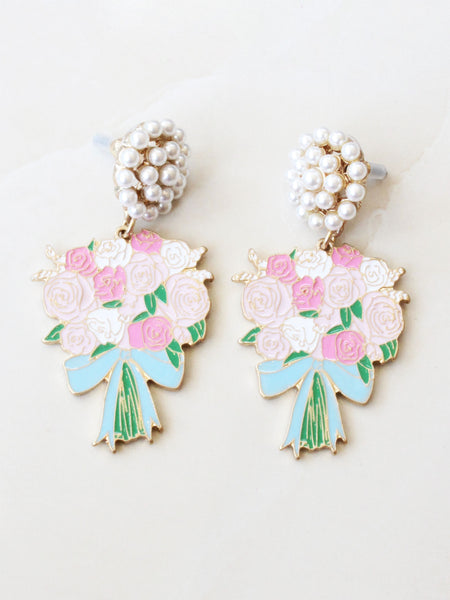 Bouquet Toss Enamel Earrings