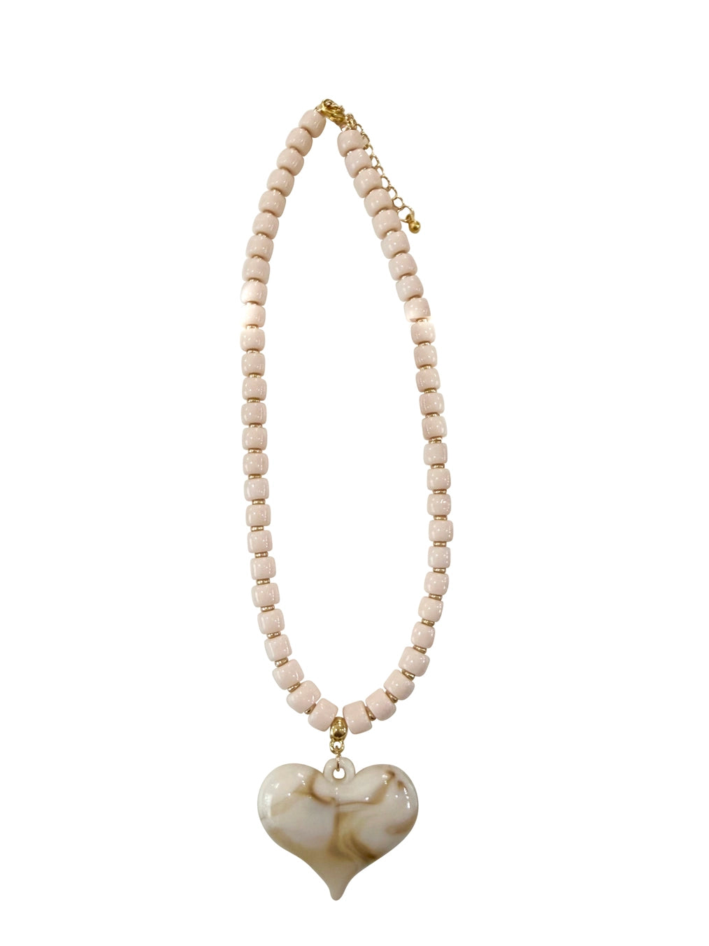Alanis Beaded Necklace with Heart Charm