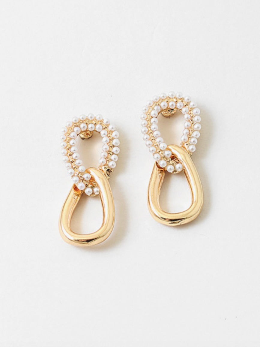 Beaded Pearl Link Earring