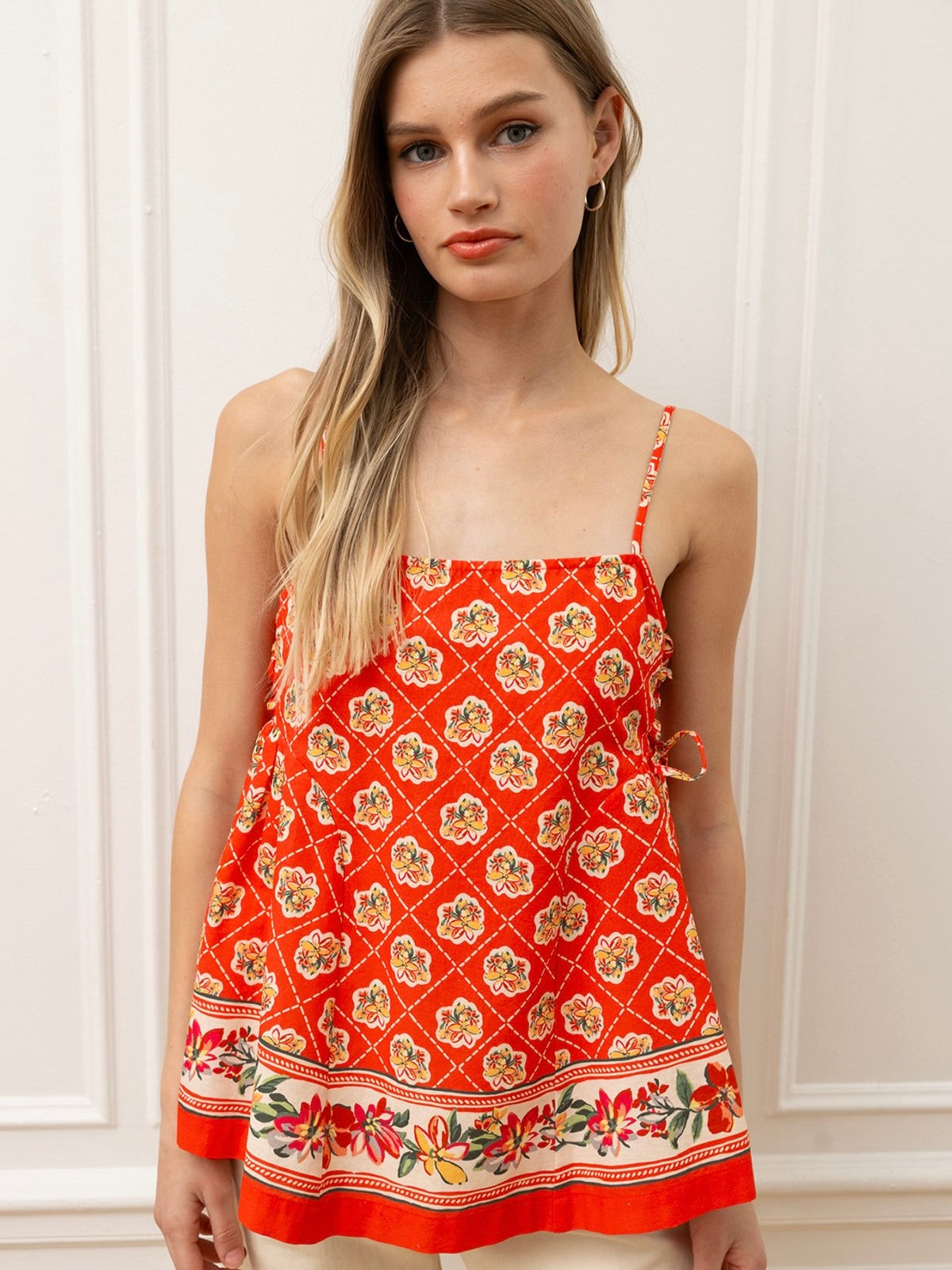 Boho Floral Border Peplum Top
