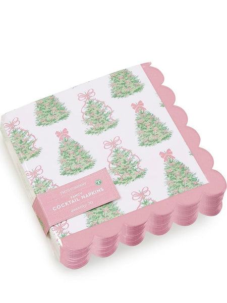 Scalloped Edge Holiday Cocktail Napkin