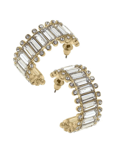 Katherine Rhinestone Baguette Hoops