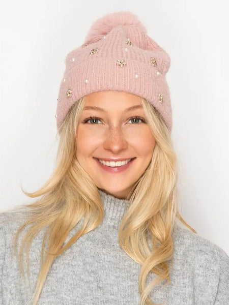 Pearl Rhinestone Beanie