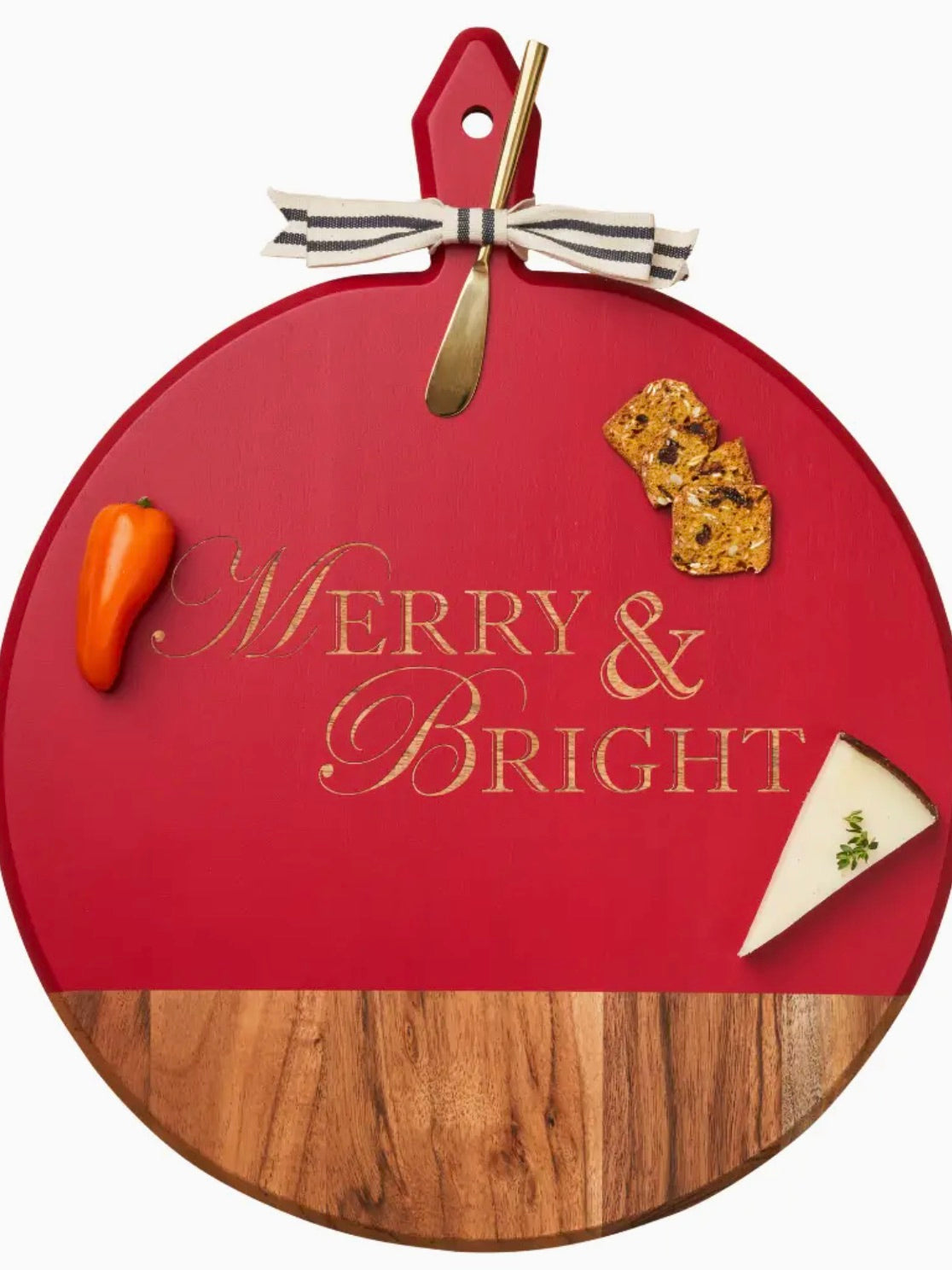 Red Acacia Heirloom Board with Gold Spreader