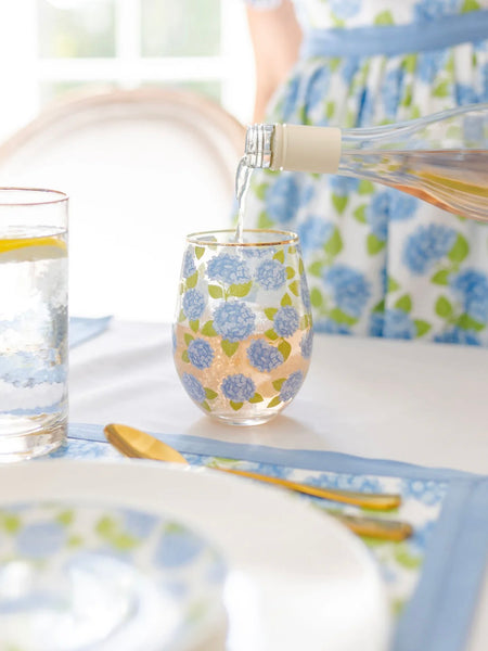 Stemless Hydrangea Wine Glass