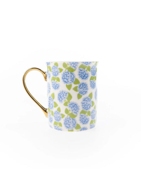 Gold Handle Hydrangea Mug
