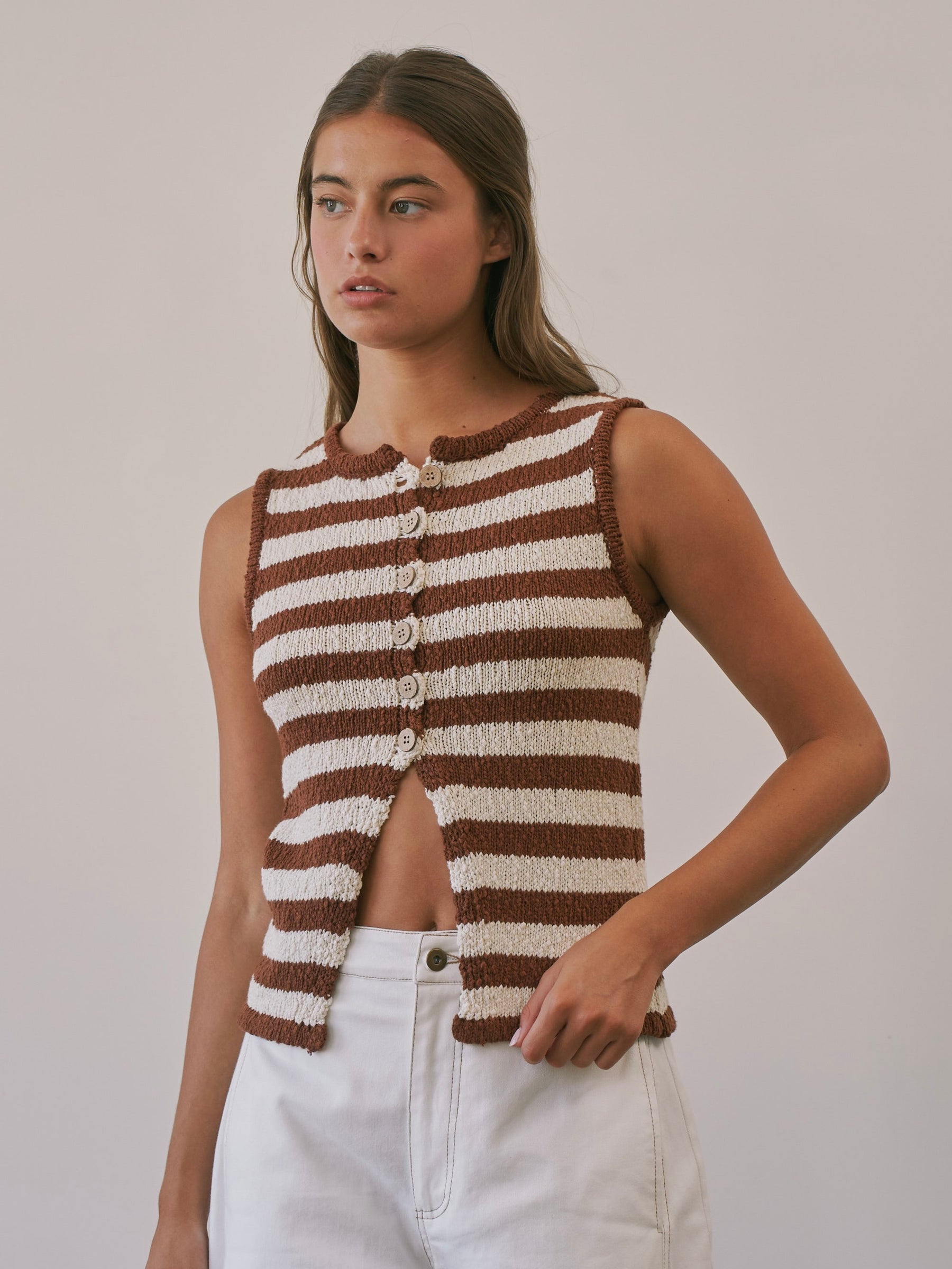 Veronica Cotton Striped Sweater Vest