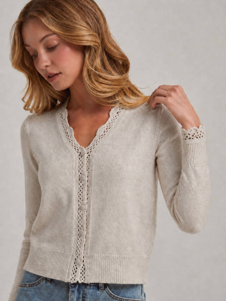 Lace Trimmed Button Front Cardigan