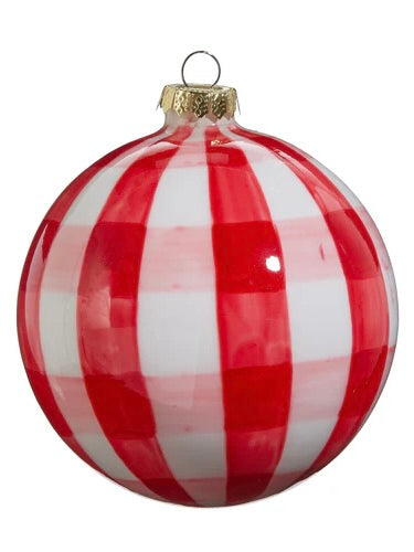 5" Red Gingham Ball Ornament