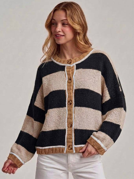 Wide Stripe Everyday Cozy Fall Cardigan