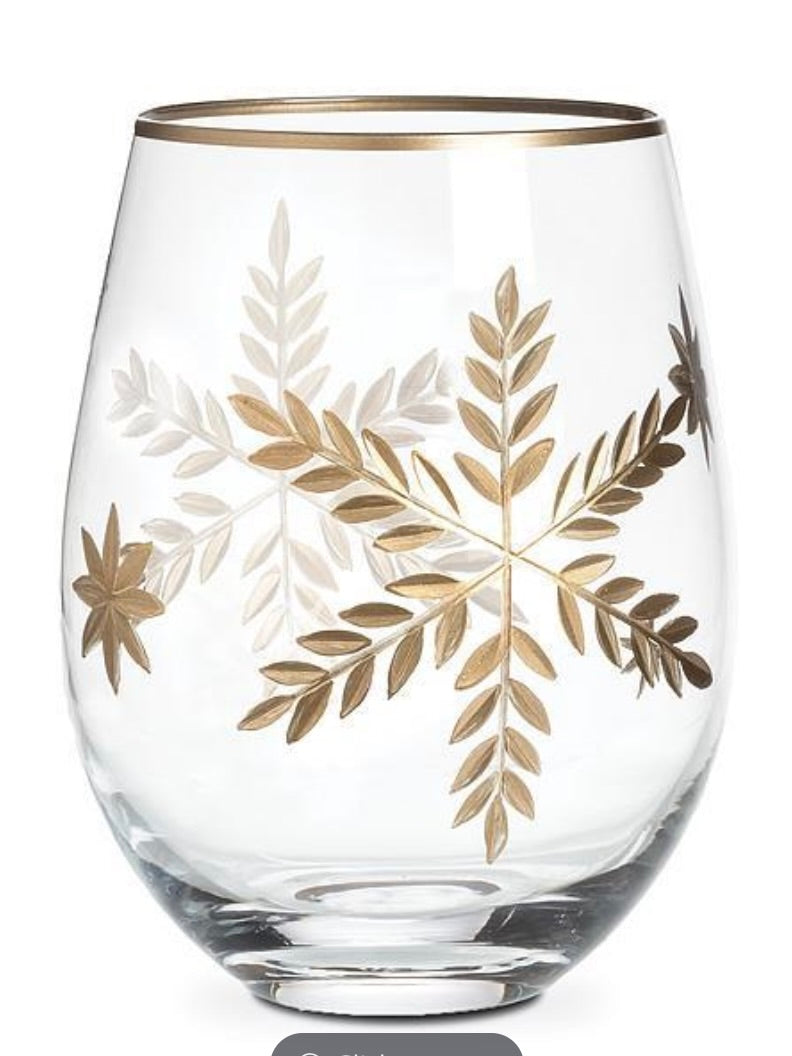 Snowflake Stemless Wine Glass