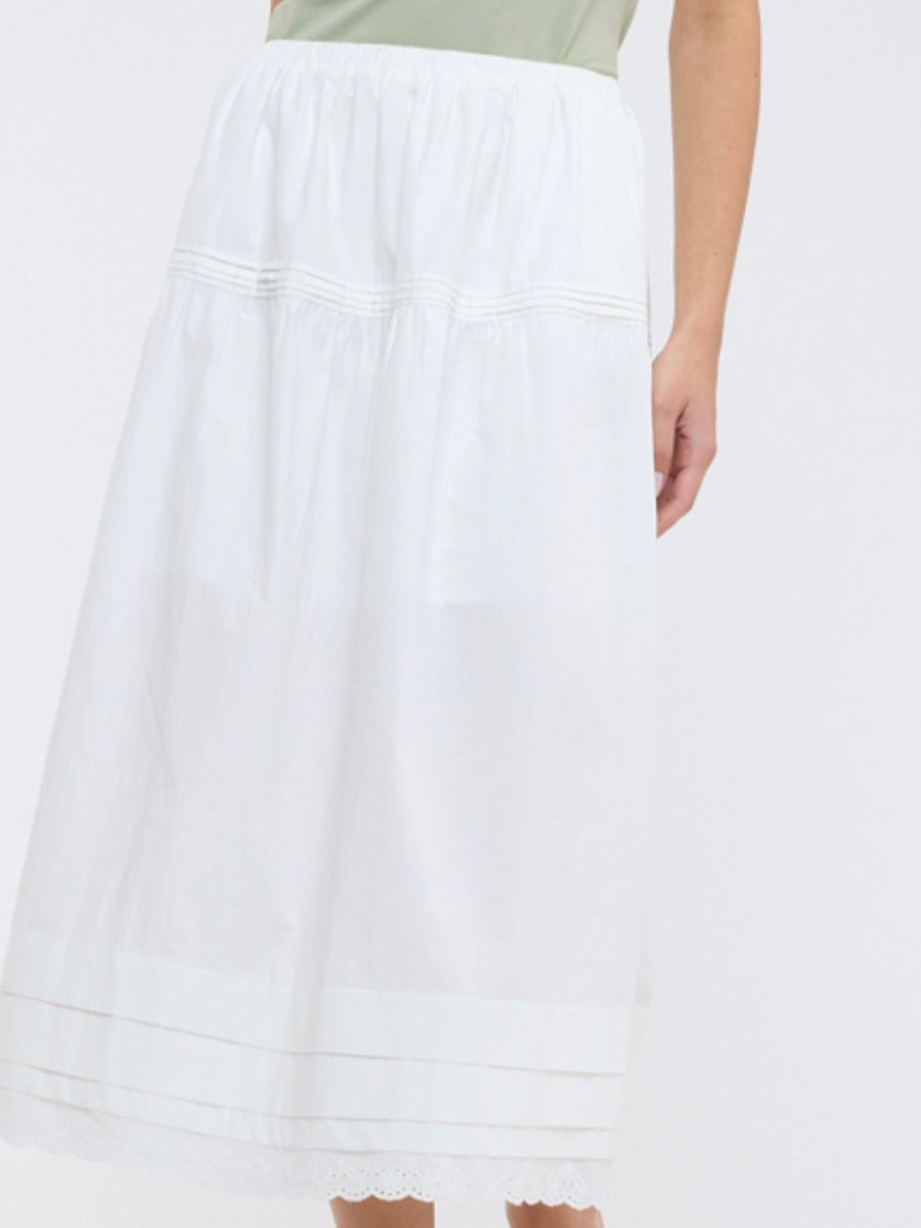 Contrast Trim Hem Midi Skirt