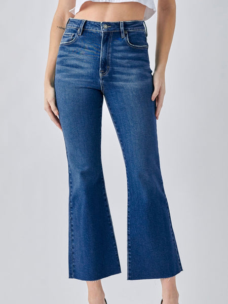Hidden Jeans: Happi High Rise Crop Flare Dark