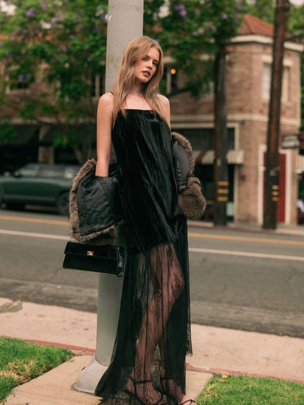 Juliette Velvet Lace Maxi Dress