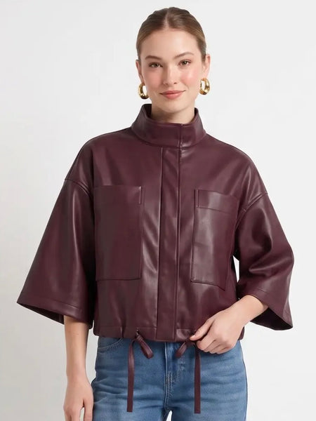 Drawstring Hem Boxy Jacket