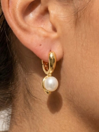 Mini Pearl Drop Huggie Earrings