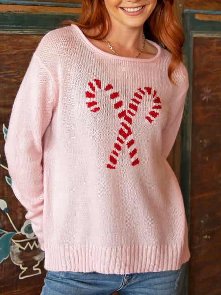Candy Cane Crew Lightweight Sweater