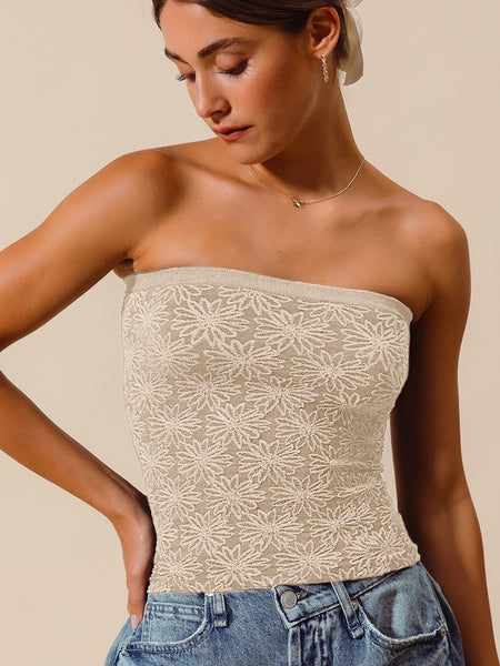 Jacquard Floral Tube Top