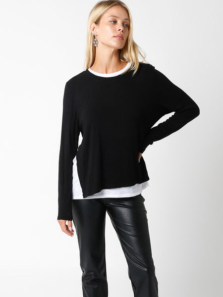 Lined Crew Neck Sweater