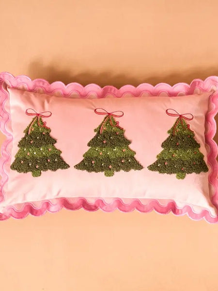 Scalloped Rectangle Throw Pillow - Twinkling Trees