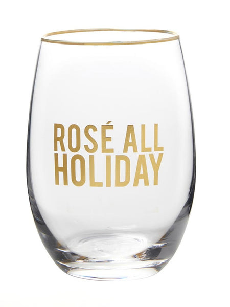 Rose All Holiday Wine Glass