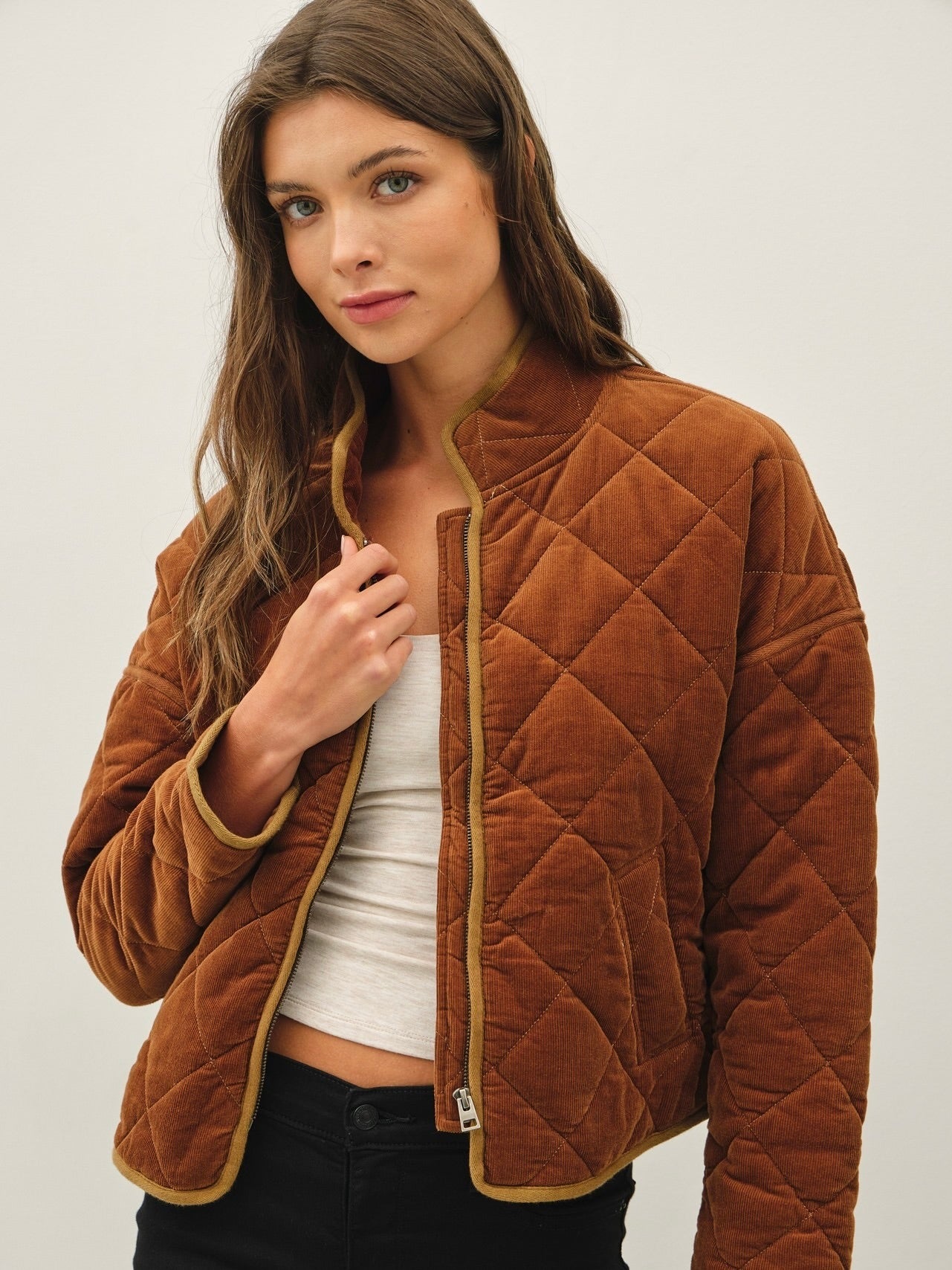 Corduroy Quilting Cropped Jacket
