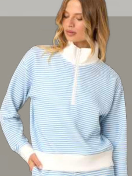 Striped Cloud Fleece Quarter Zip