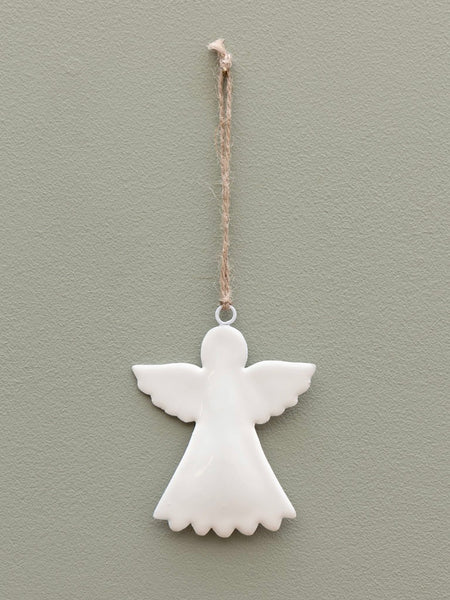 White Enamel Angel Ornament