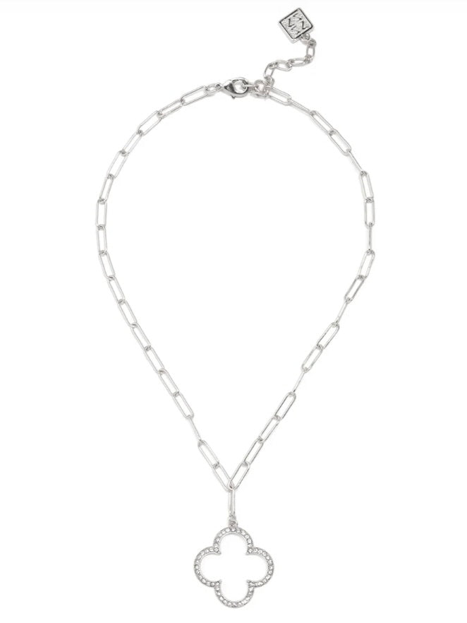 Pave Quatrefoil Necklace