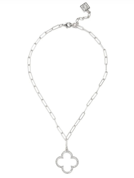 Pave Quatrefoil Necklace