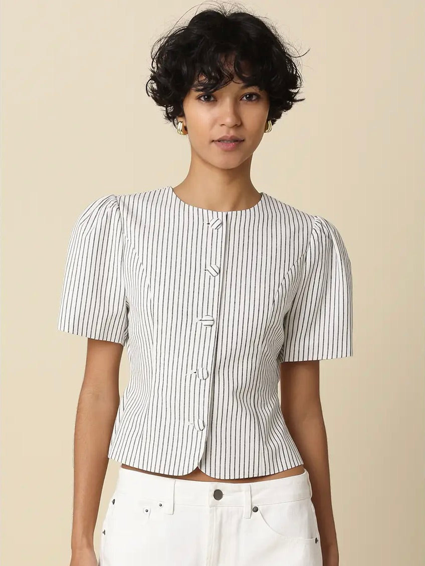 Skyler Striped Puff Sleeve Top