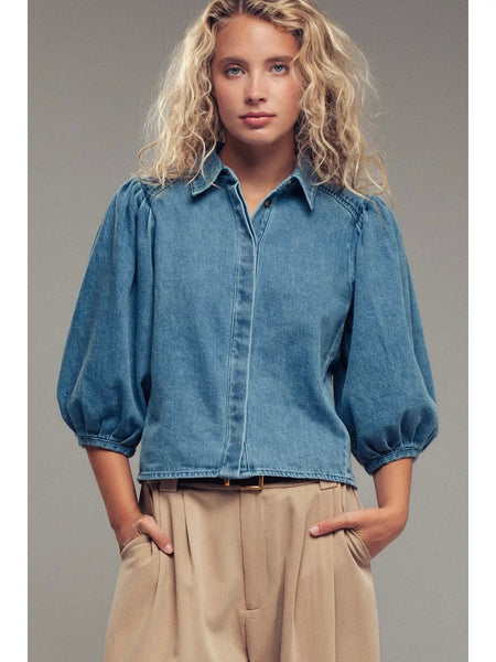 Puff Sleeve Denim Top