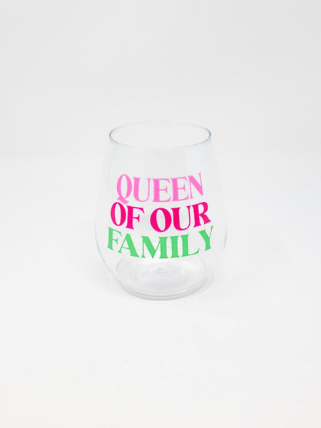 Queen Mom Stemless Wine Glass