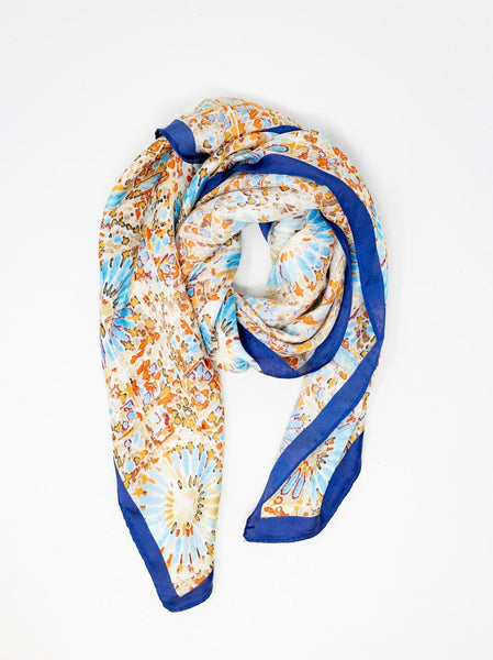 Abstract Flower Silk Scarf