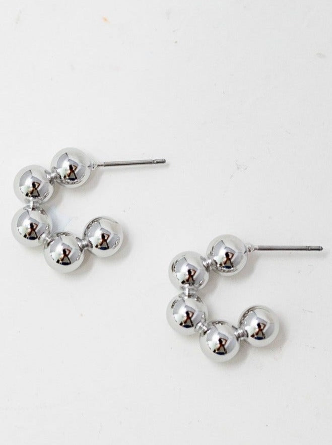 Silver Dotty Mini Hoops