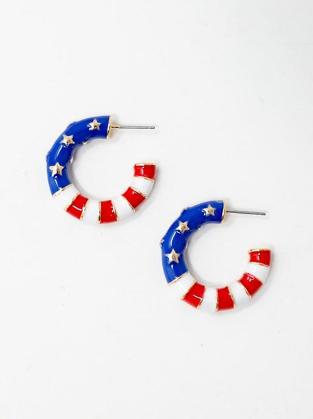 American Flag Hoop Earrings