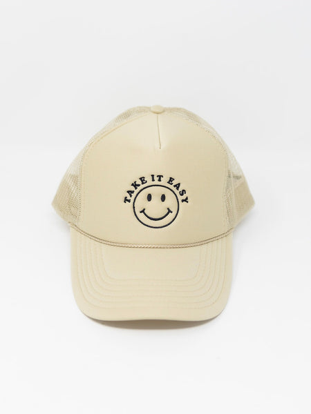 Take It Easy Smiley Trucker Hat