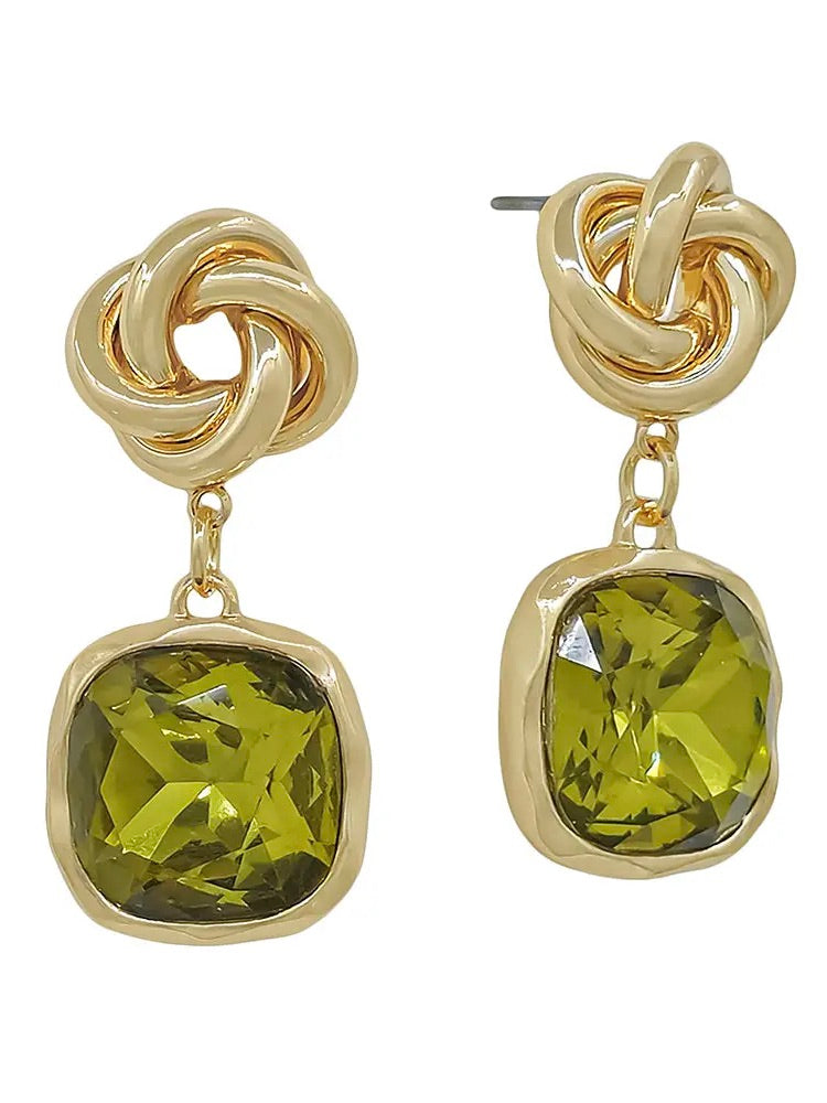 Crystal Stone and Knotted Earring
