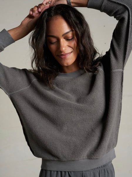 perfectwhitetee Ziggy Inside Out Fleece Long Sleeve Shrunken Crewneck Sweatshirt