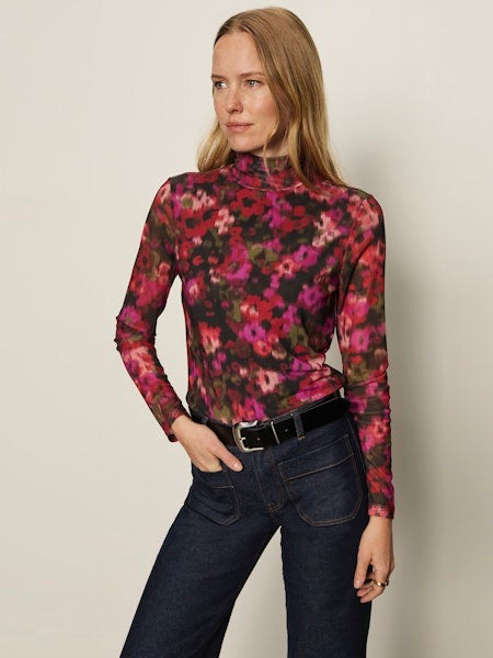 {Sanctuary} Mesh Mock Neck Top