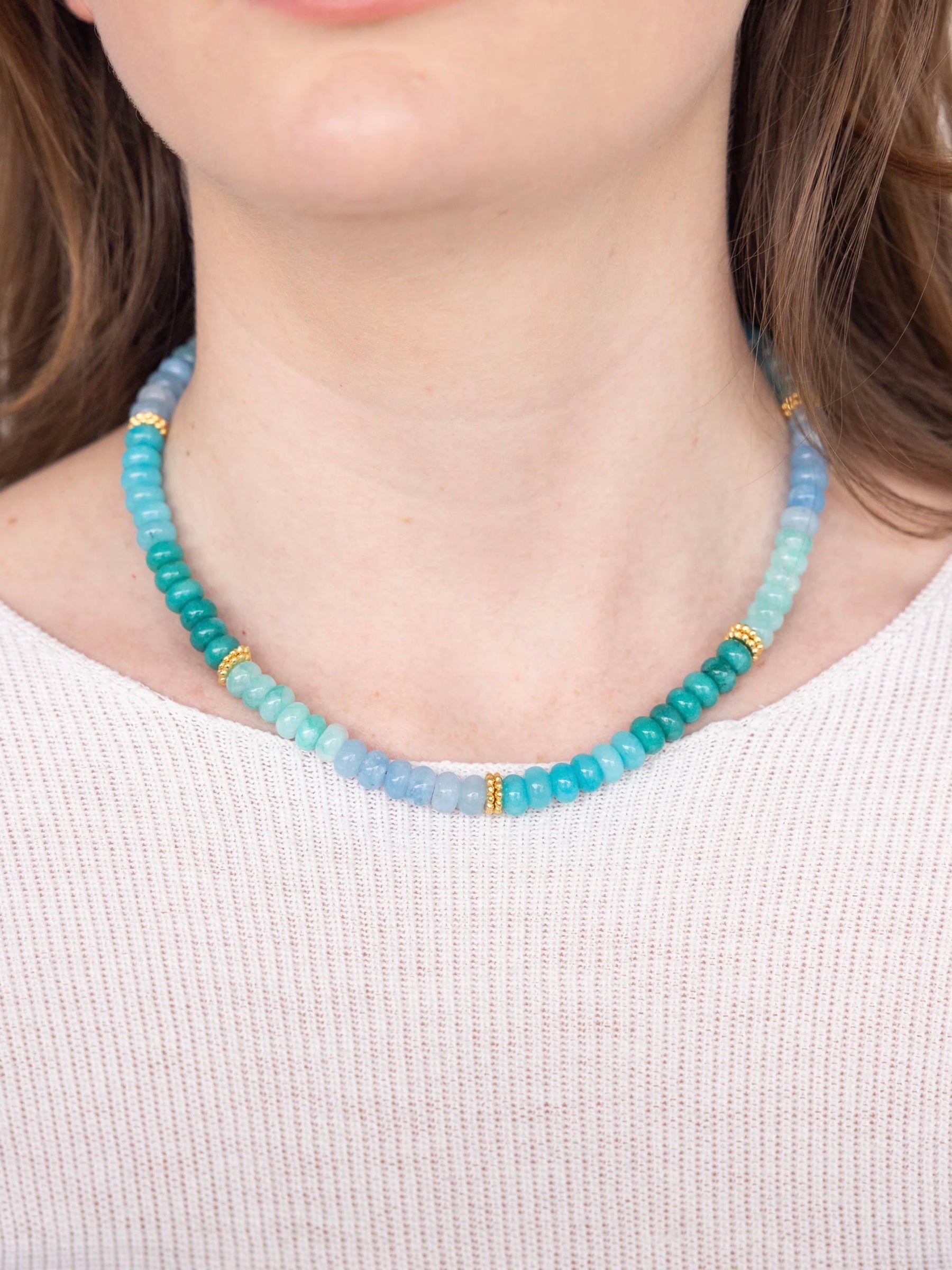 Susan Shaw Jade & Gold Bead Necklace