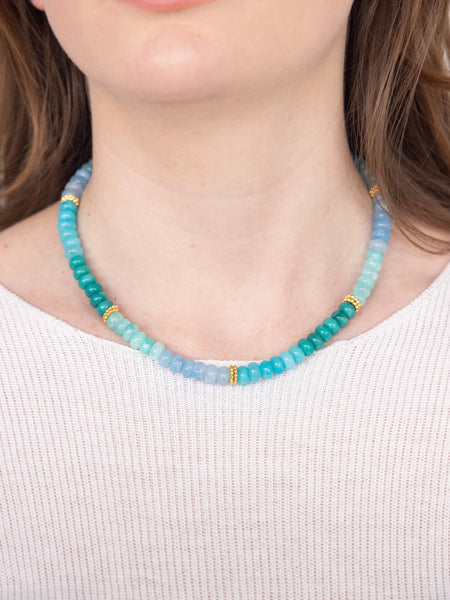 {Susan Shaw} Jade & Gold Bead Necklace