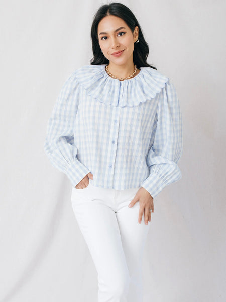 Gingham Long Sleeve Blouse