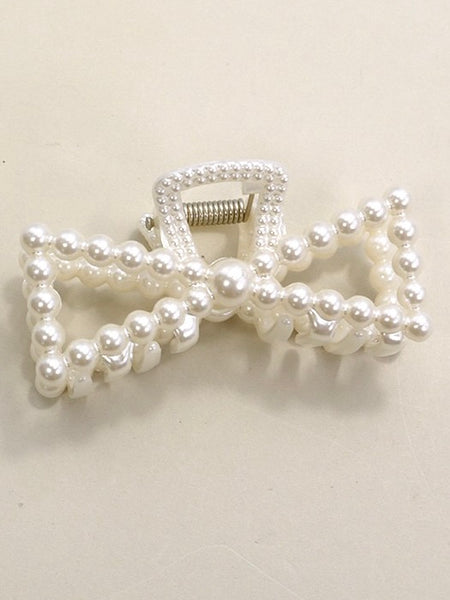 Pearl Bow Claw Clip