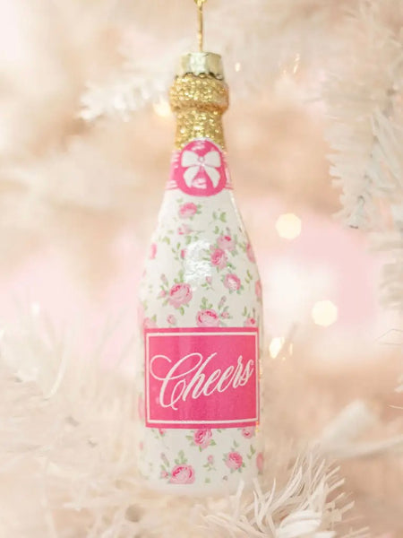 Champagne Christmas Ornament- Floral Fizz