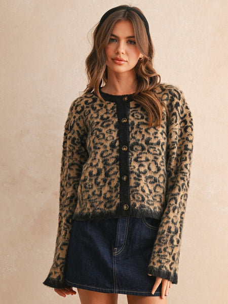 Fuzzy Leopard Cardigan